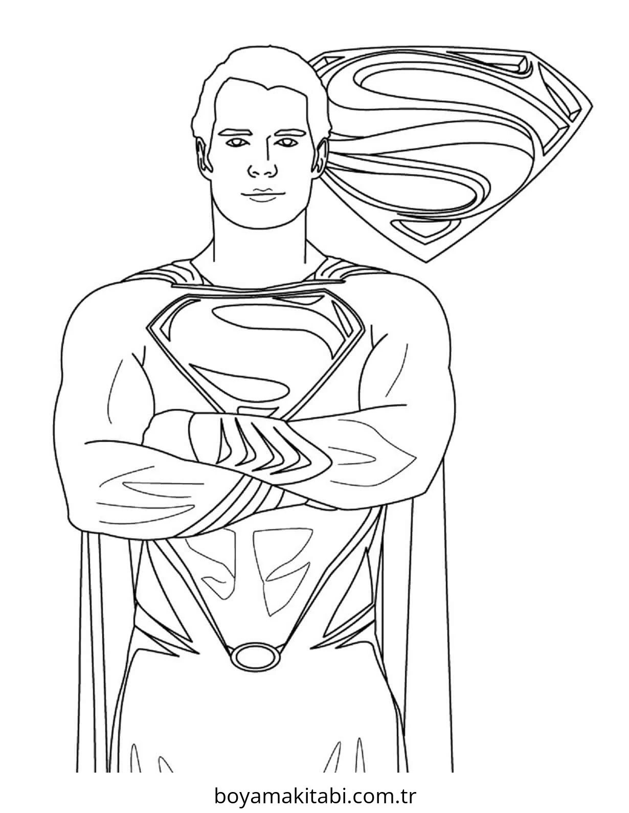 Superman boyama sayfası – sevimli karakter, sanatsal çalışma