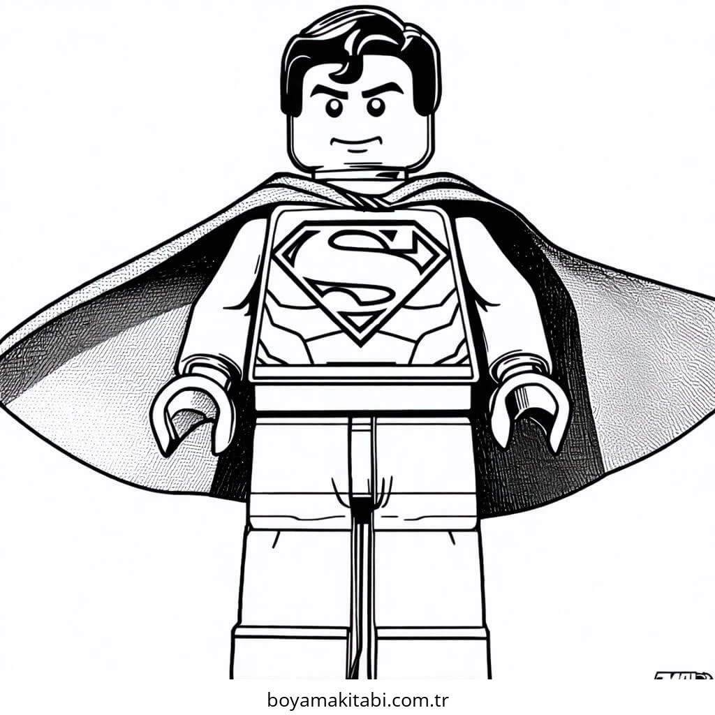 Superman boyama sayfası – çizgi film temalı, basit çizim