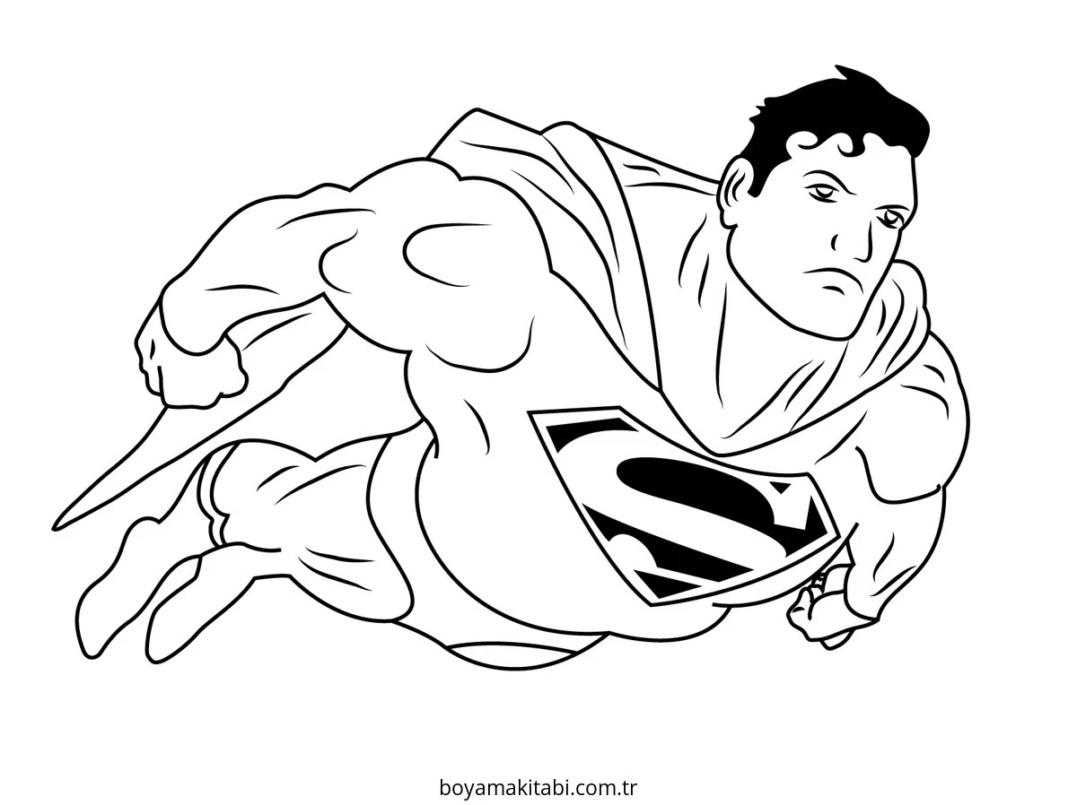 Superman boyama sayfası – el becerilerini geliştirir, boyama çalışması