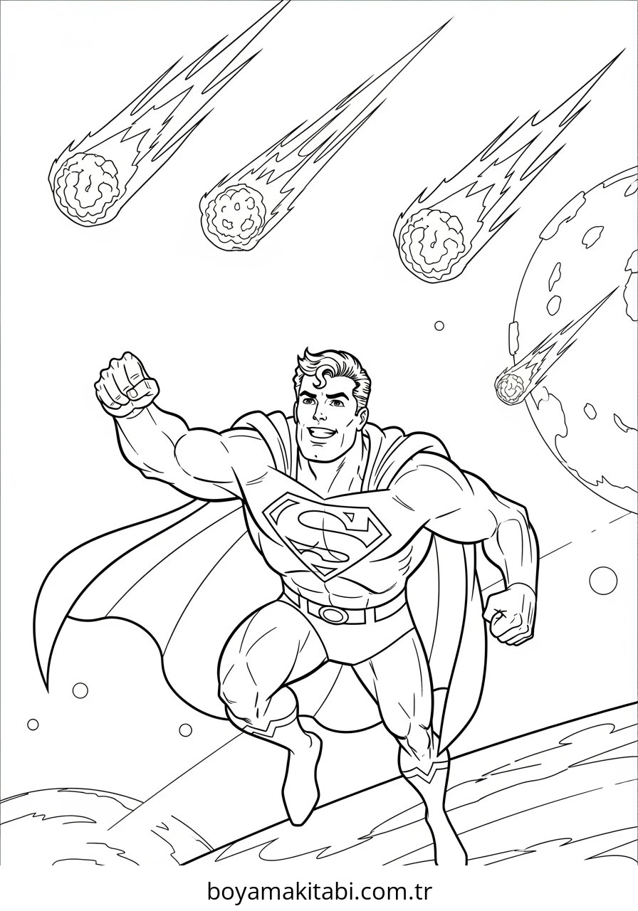 Superman boyama sayfası – keyifli zaman, renkli çizimler
