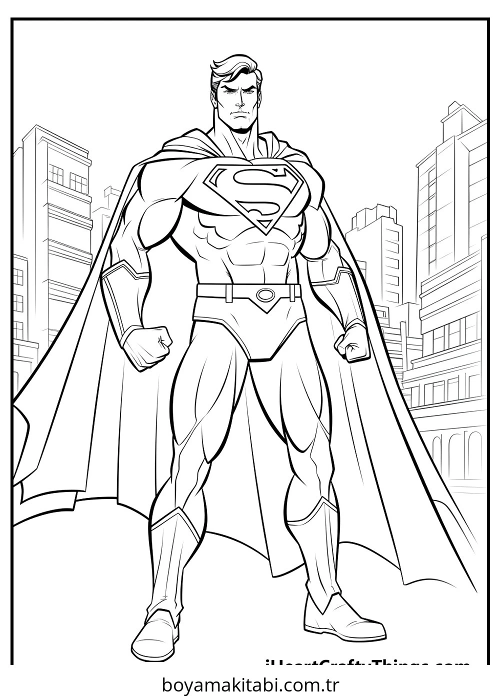 Superman boyama sayfası – çocuk aktivitesi, PDF indir
