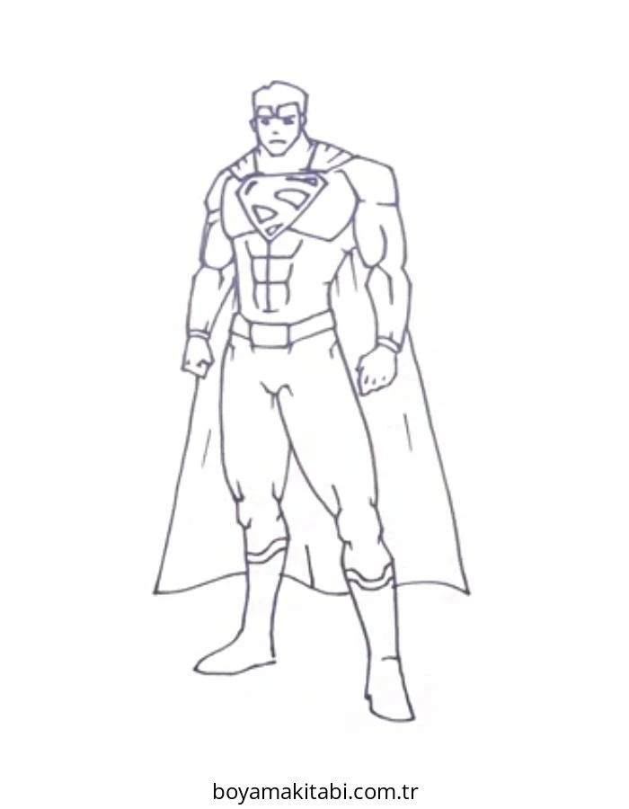 Superman boyama sayfası – sanatsal çalışma, çocuklar için
