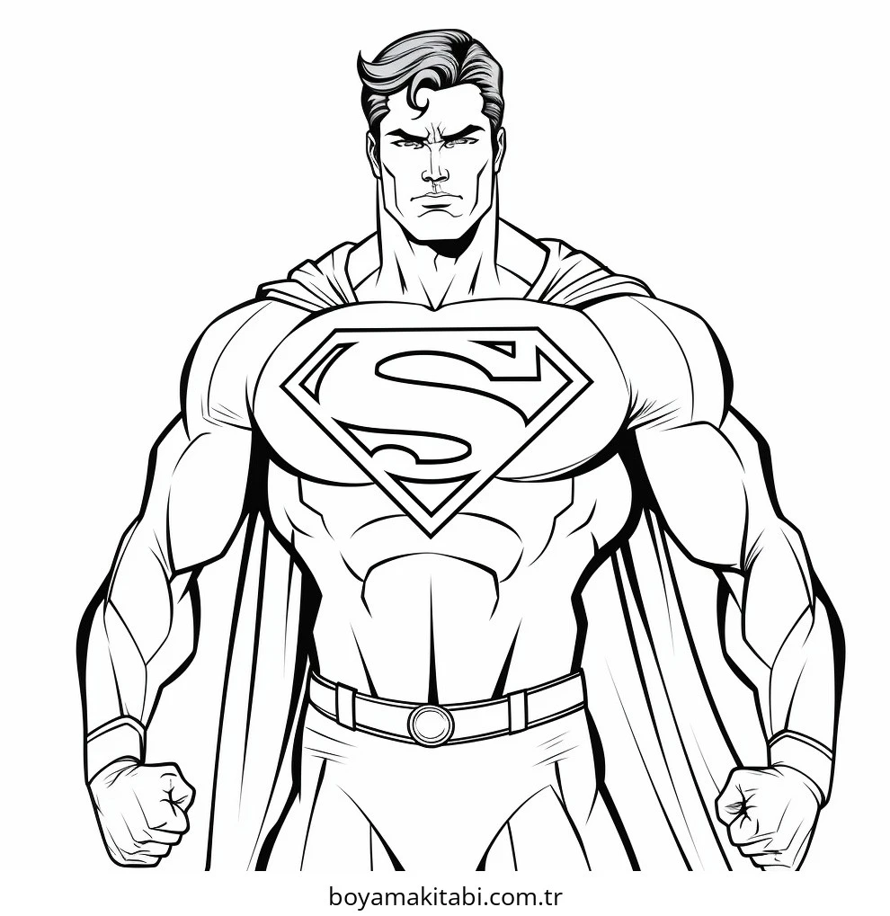 Superman boyama sayfası – renkli çizimler, okul öncesi
