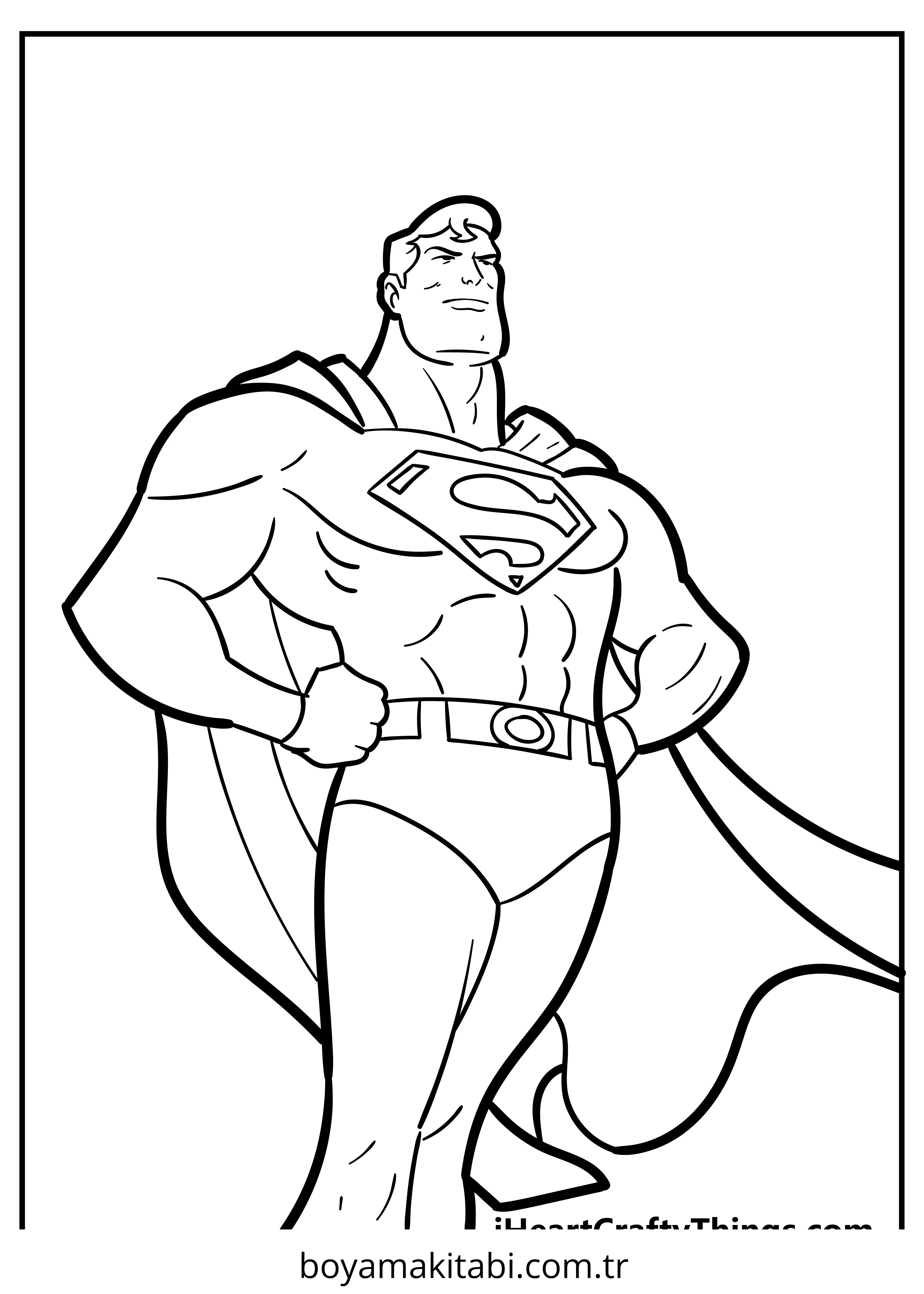 Superman boyama sayfası – PDF indir, sevimli karakter