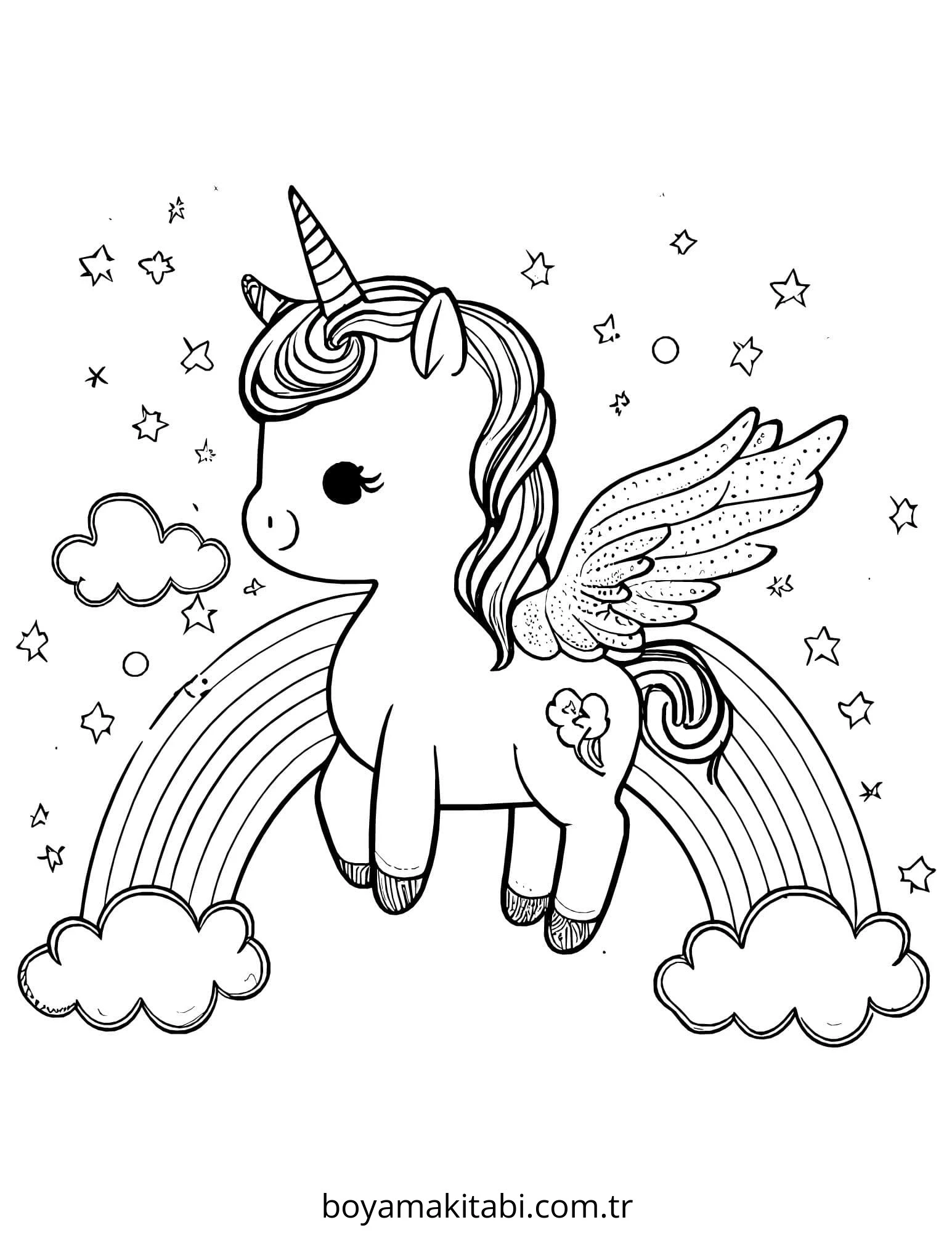 Unicorn boyama sayfası – keyifli zaman, renkli çizimler