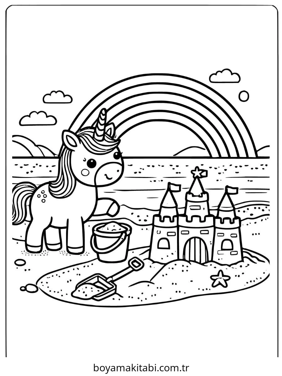 Unicorn boyama sayfası – evde etkinlik, ücretsiz yazdır