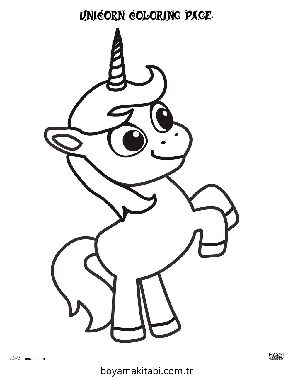 Unicorn boyama sayfası – renkli çizimler, okul öncesi