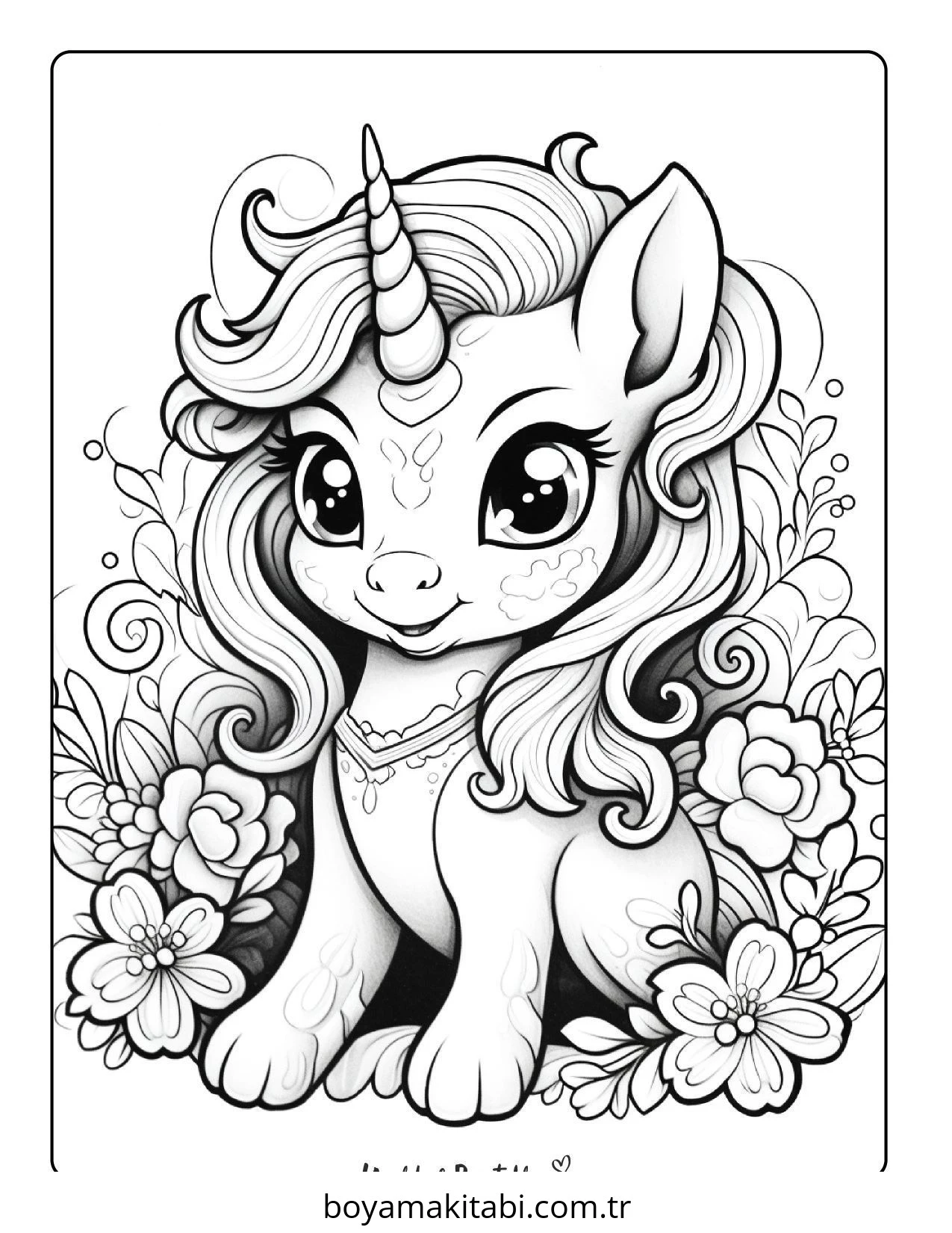Unicorn boyama sayfası – kolay boyama, eğitici aktivite