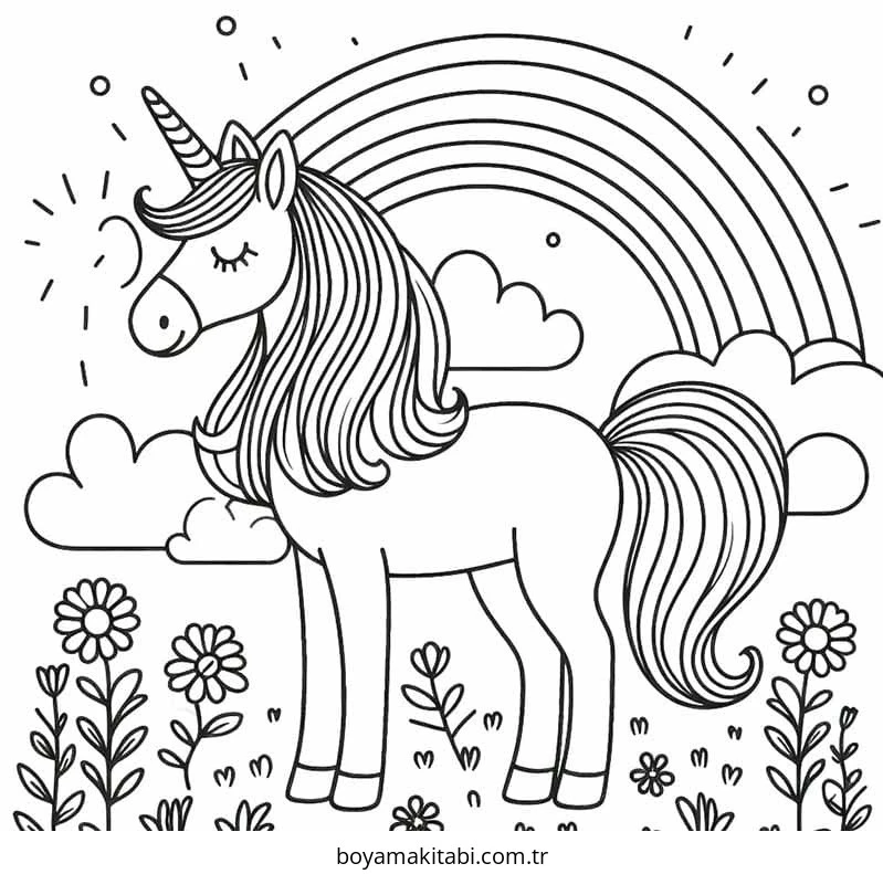 Unicorn boyama sayfası – okul öncesi, evde etkinlik