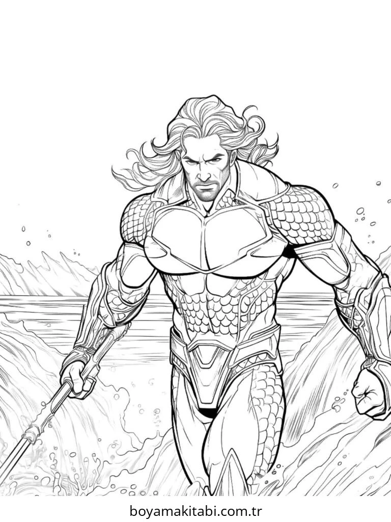 Aquaman boyama sayfası – eğlenceli etkinlik, el becerilerini geliştirir