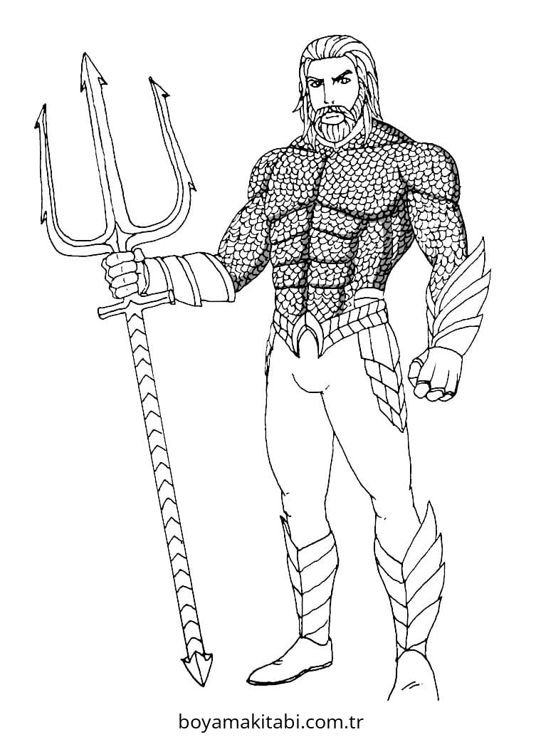 Aquaman boyama sayfası – sevimli karakter, sanatsal çalışma