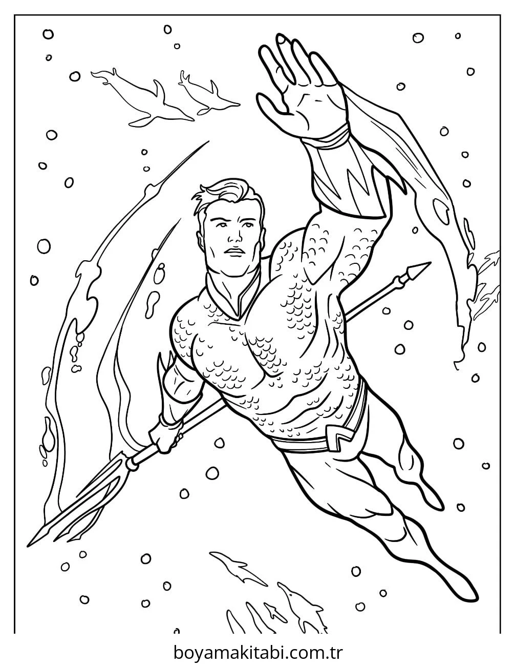 Aquaman boyama sayfası – el becerilerini geliştirir, boyama çalışması