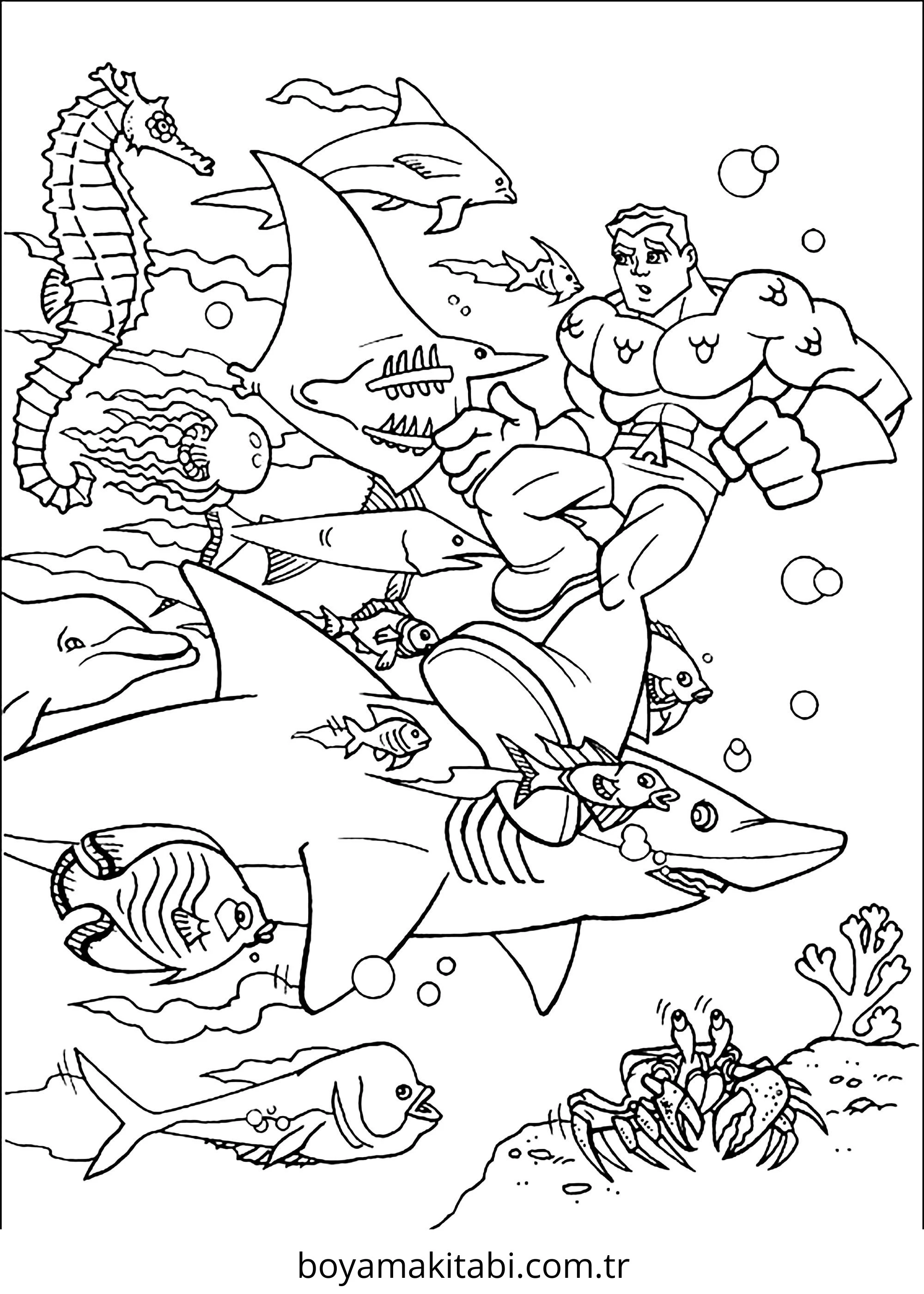 Aquaman boyama sayfası – keyifli zaman, renkli çizimler