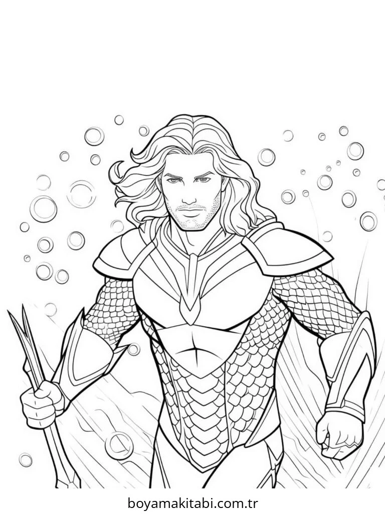 Aquaman boyama sayfası – boyama çalışması, yaratıcılığı geliştirir