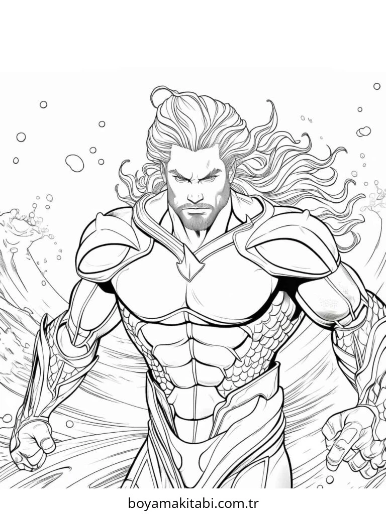 Aquaman boyama sayfası – PDF indir, sevimli karakter