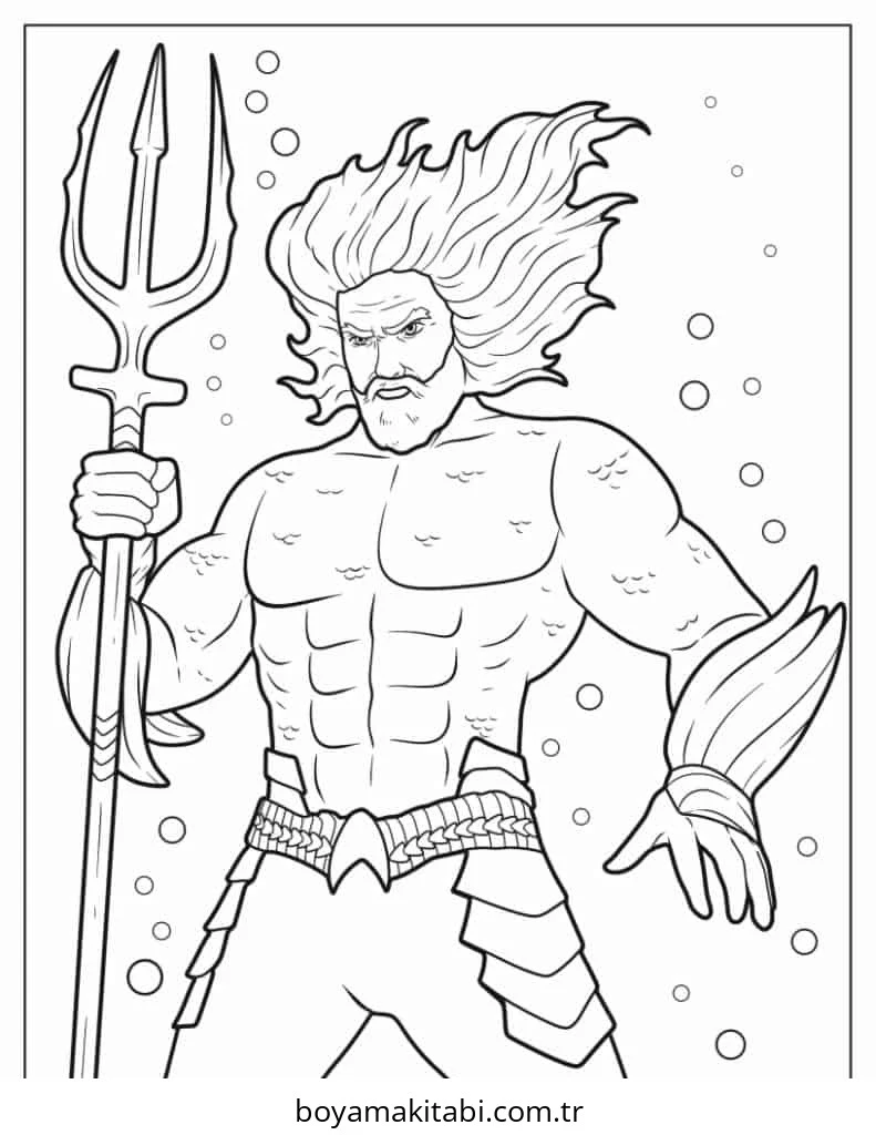 Aquaman boyama sayfası – kolay boyama, eğitici aktivite