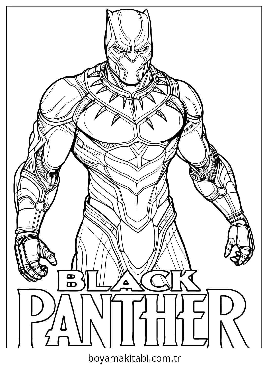 Black Panther boyama sayfası – renkli çizimler, okul öncesi