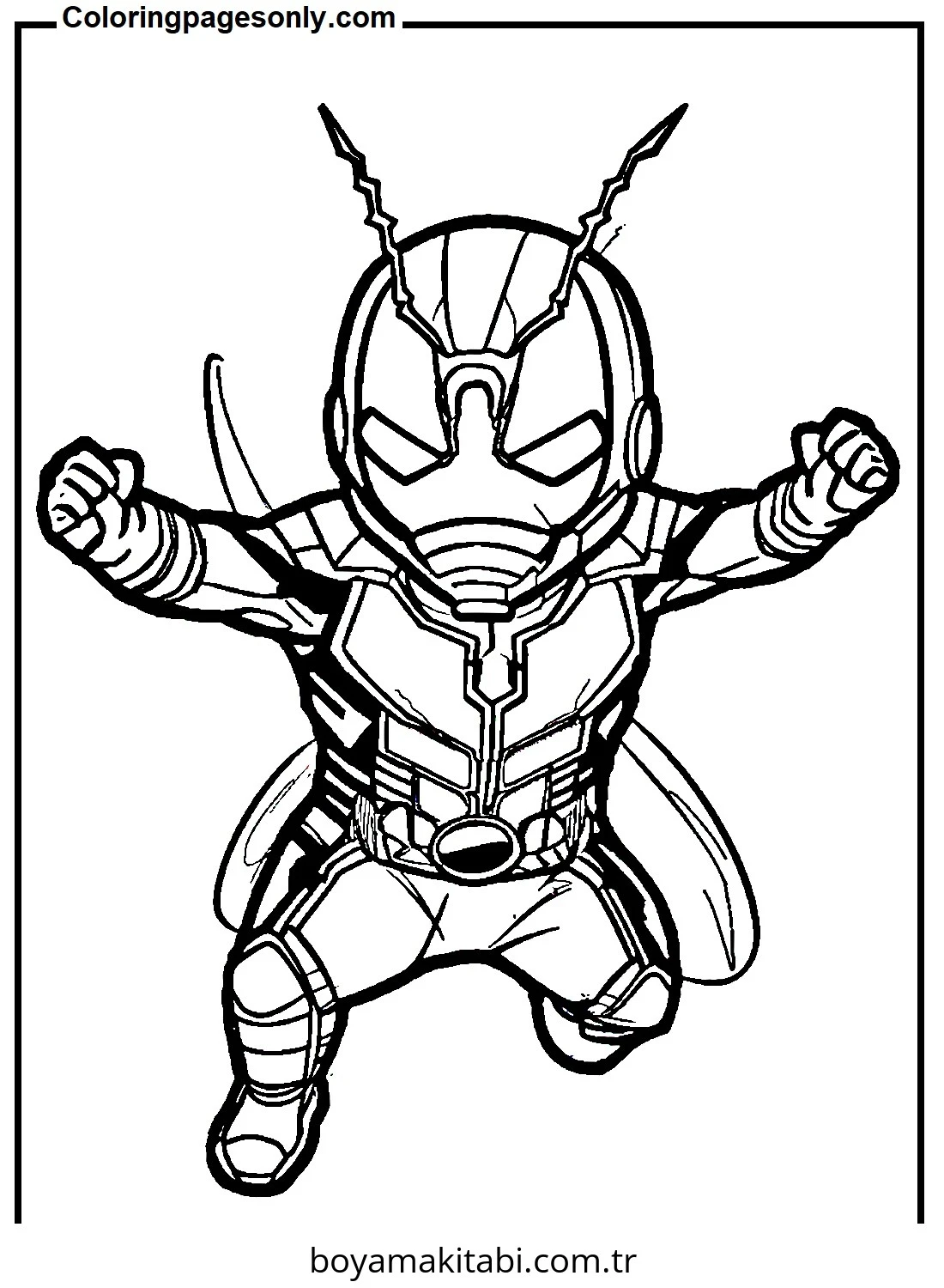 Ant Man boyama sayfası – basit çizim, kolay boyama