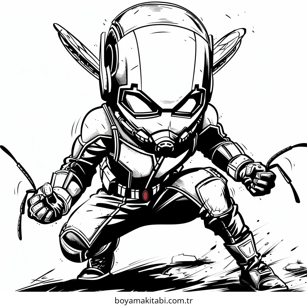 Ant Man boyama sayfası – çocuk aktivitesi, PDF indir