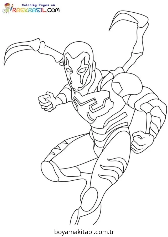 Blue Beetle boyama sayfası – boyama çalışması, yaratıcılığı geliştirir