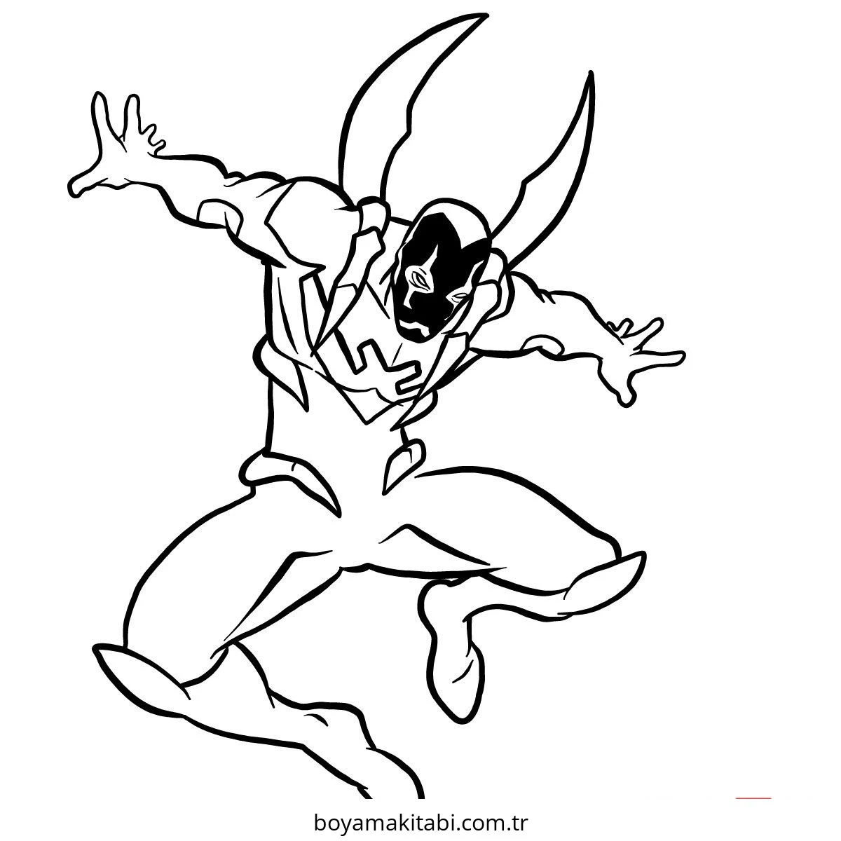 Blue Beetle boyama sayfası – sevimli karakter, sanatsal çalışma
