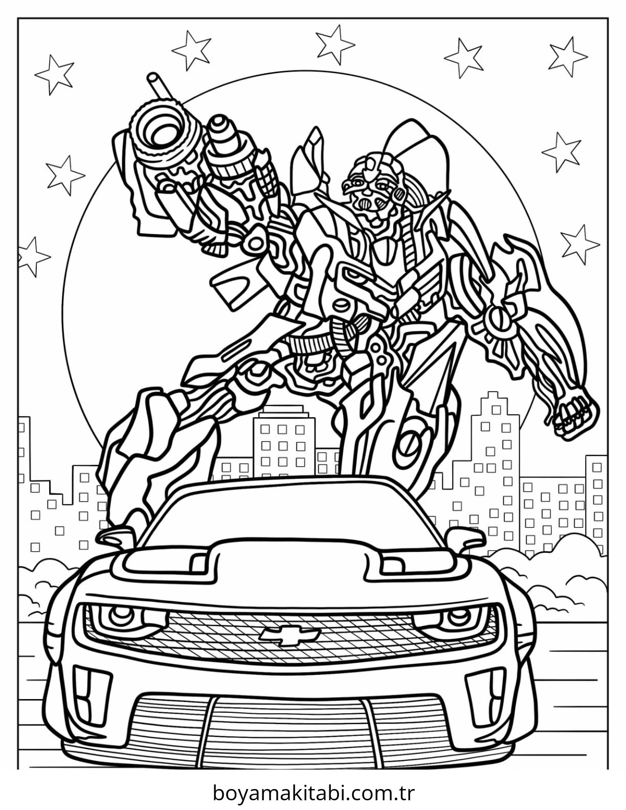 Bumblebee boyama sayfası – renkli çizimler, okul öncesi
