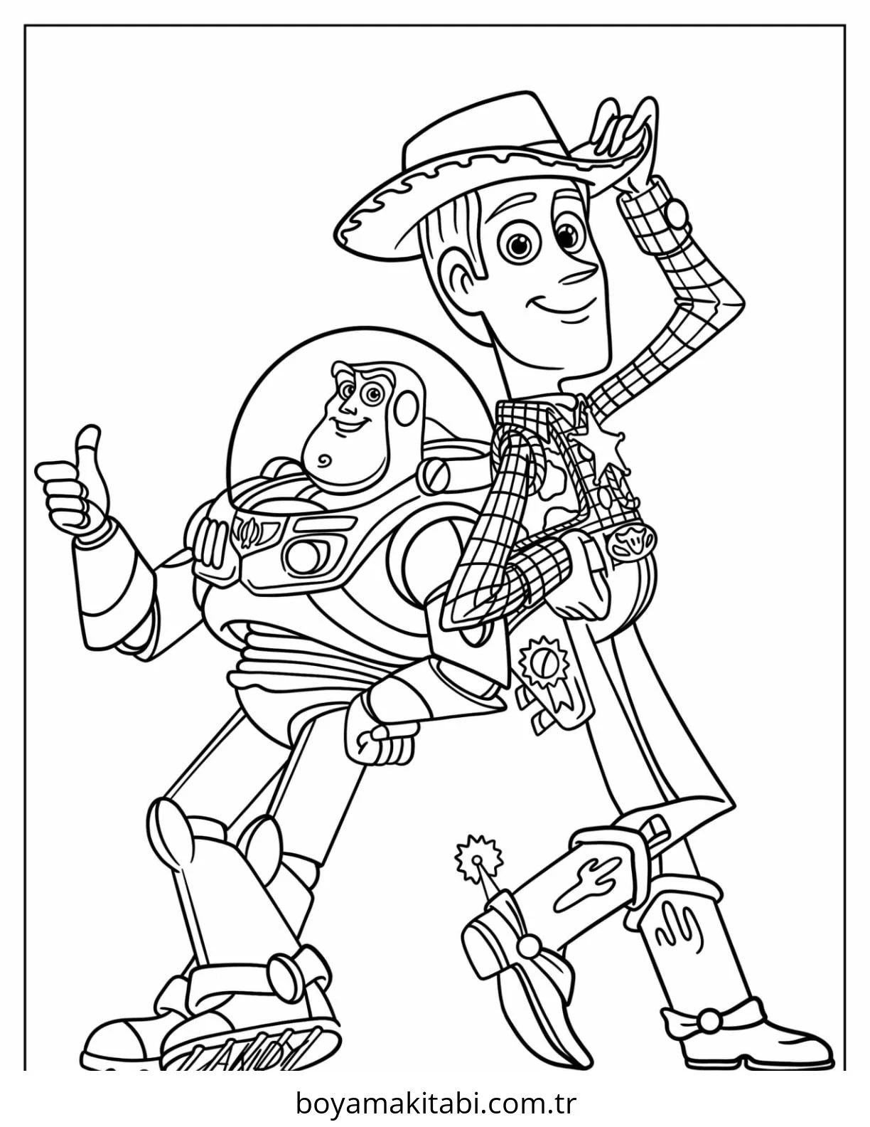 Buzz Lightyear boyama sayfası – çizgi film temalı, basit çizim