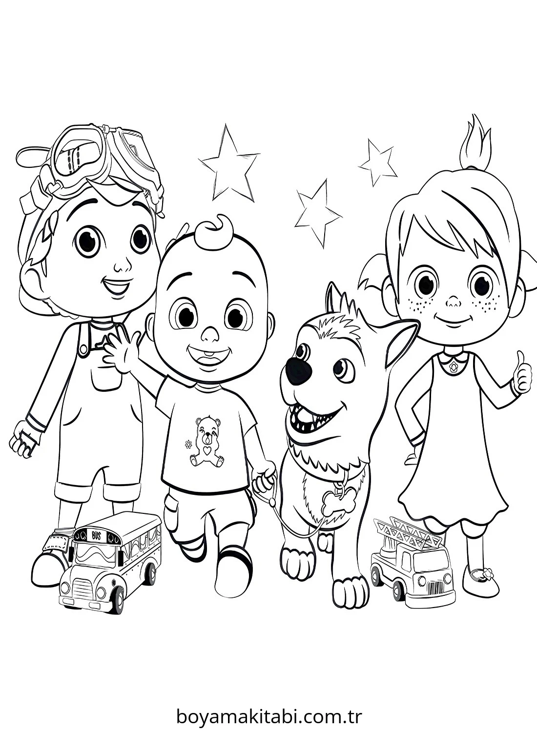 CoComelon boyama sayfası – ücretsiz yazdır, boyama etkinliği