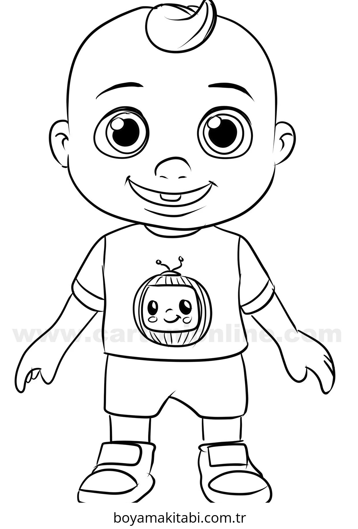 CoComelon boyama sayfası – kolay boyama, eğitici aktivite