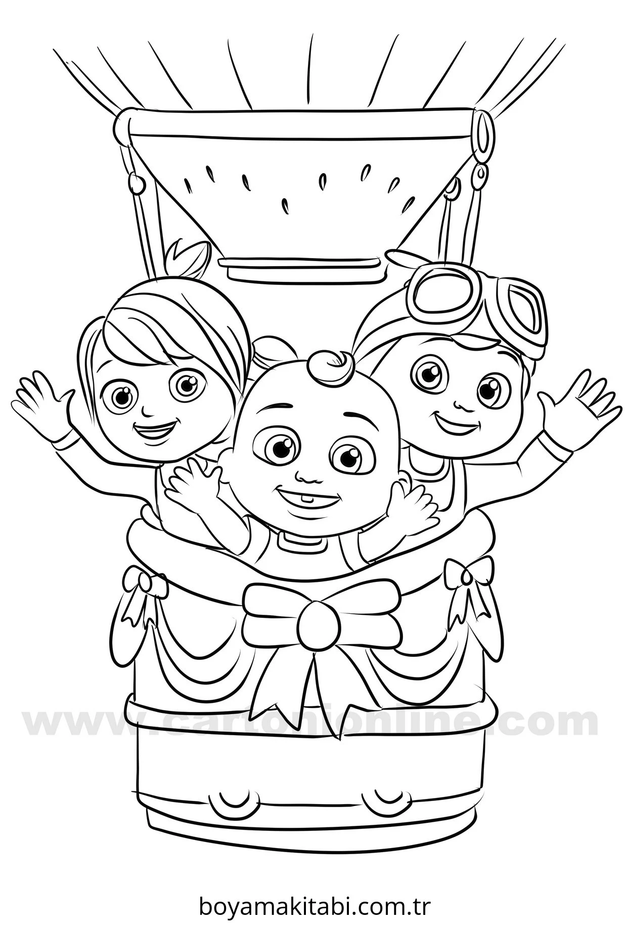 CoComelon boyama sayfası – sanatsal çalışma, çocuklar için