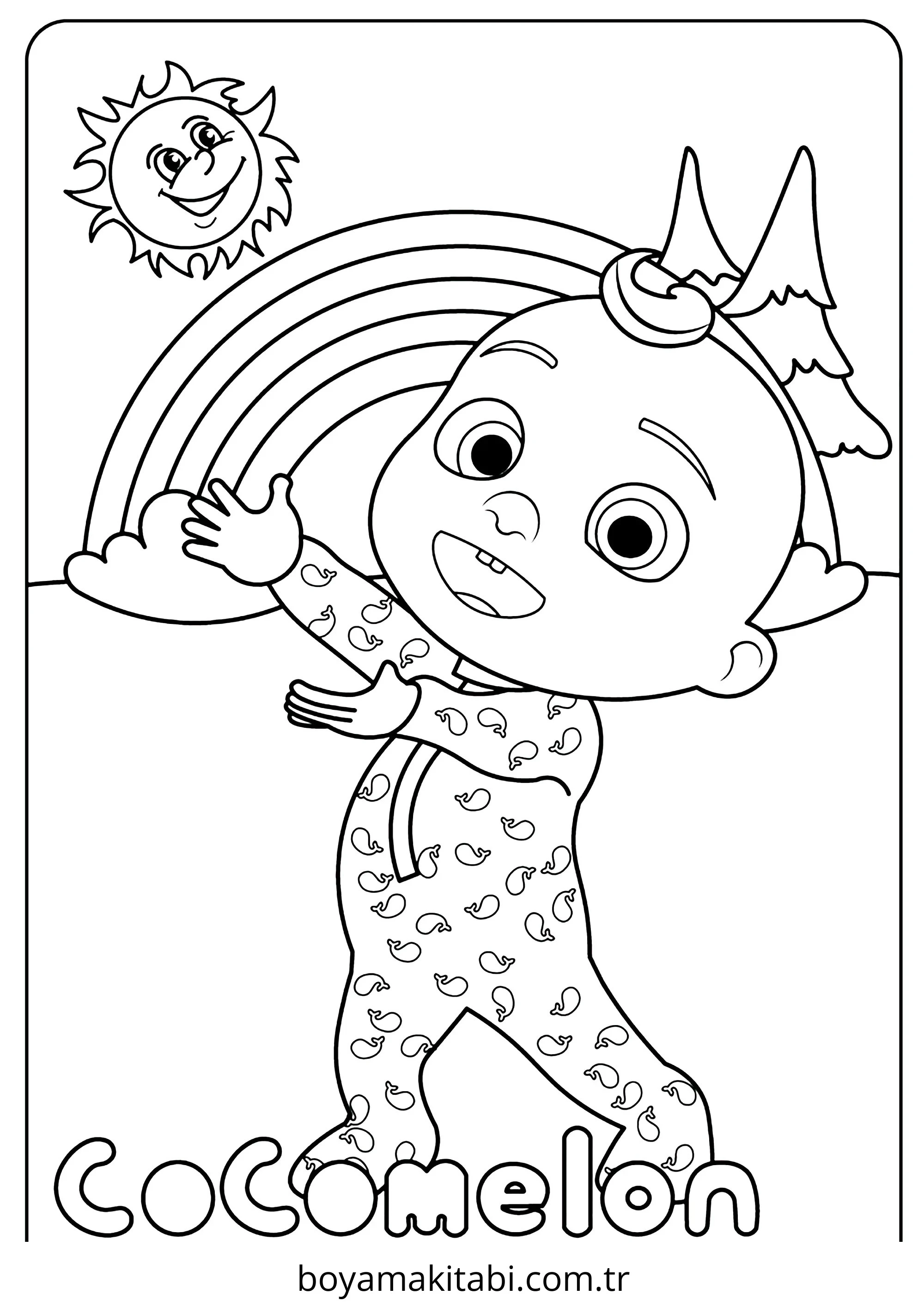 CoComelon boyama sayfası – PDF indir, sevimli karakter
