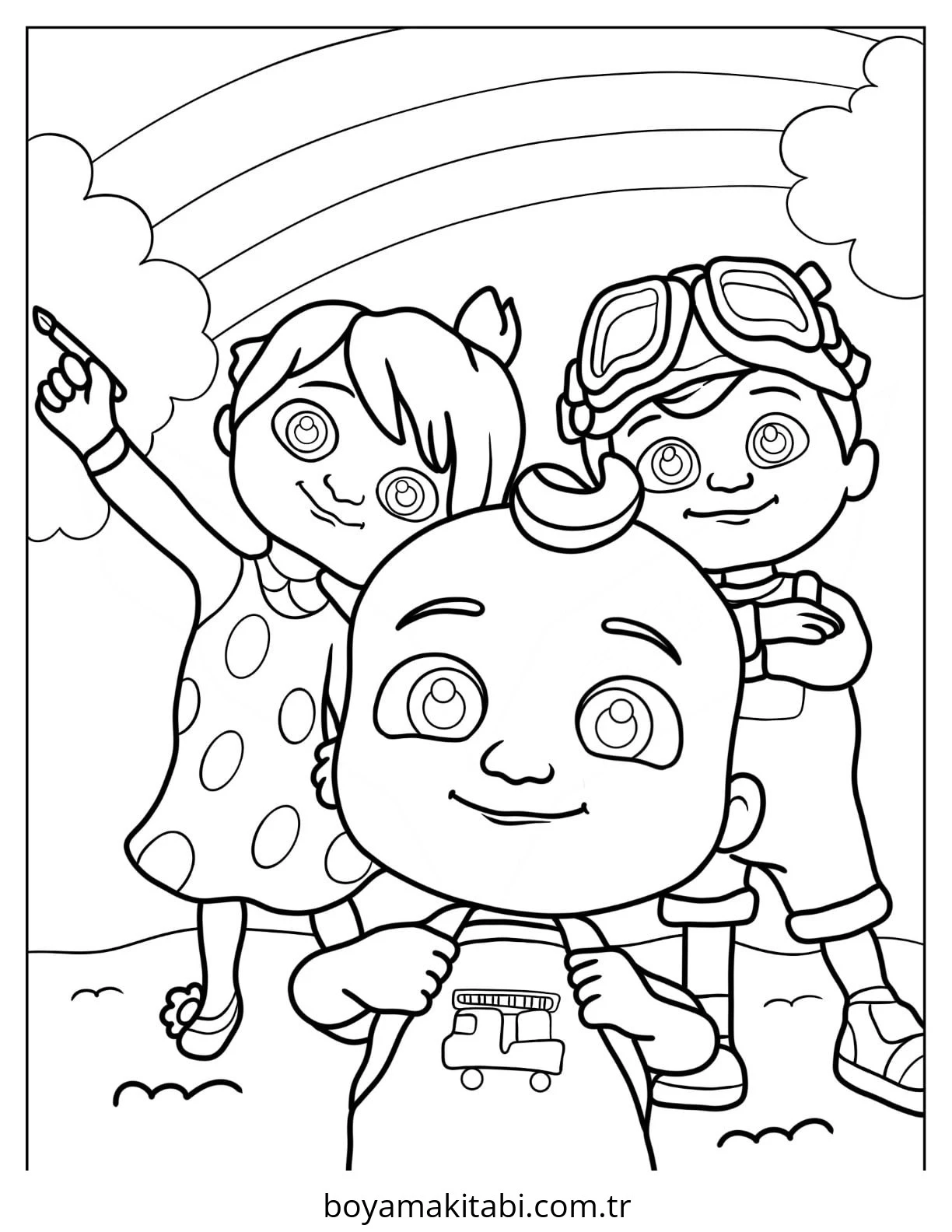 CoComelon boyama sayfası – okul öncesi, evde etkinlik