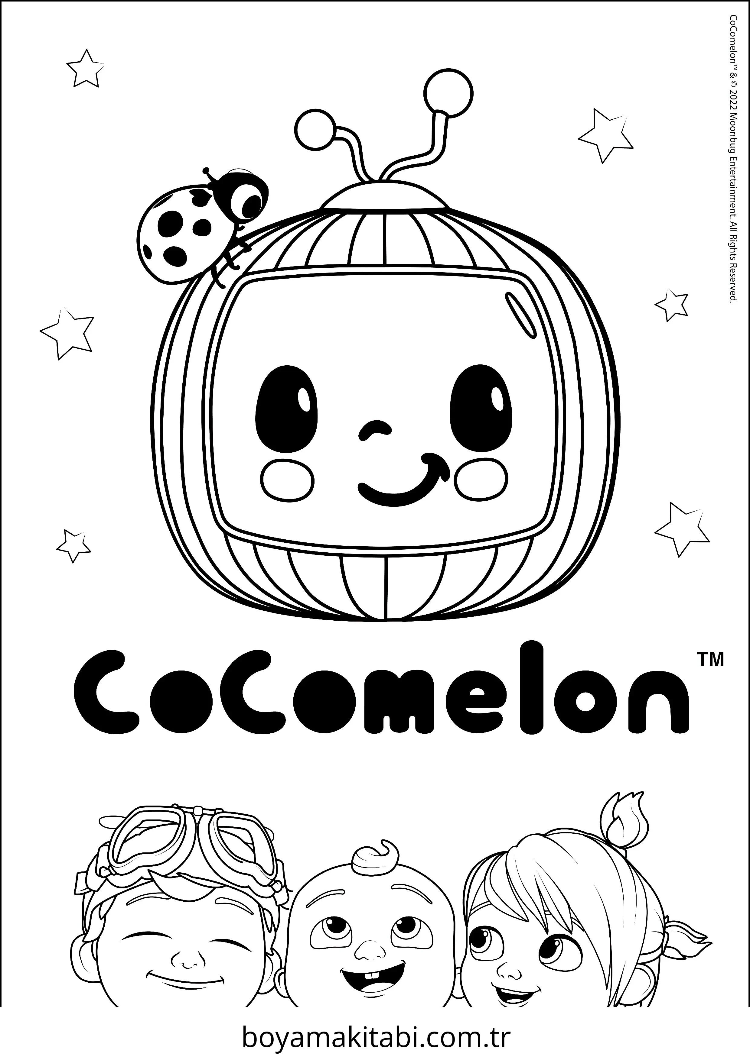 CoComelon boyama sayfası – evde etkinlik, ücretsiz yazdır