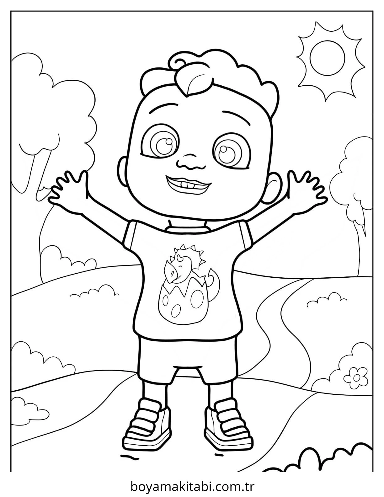 CoComelon boyama sayfası – renkli çizimler, okul öncesi