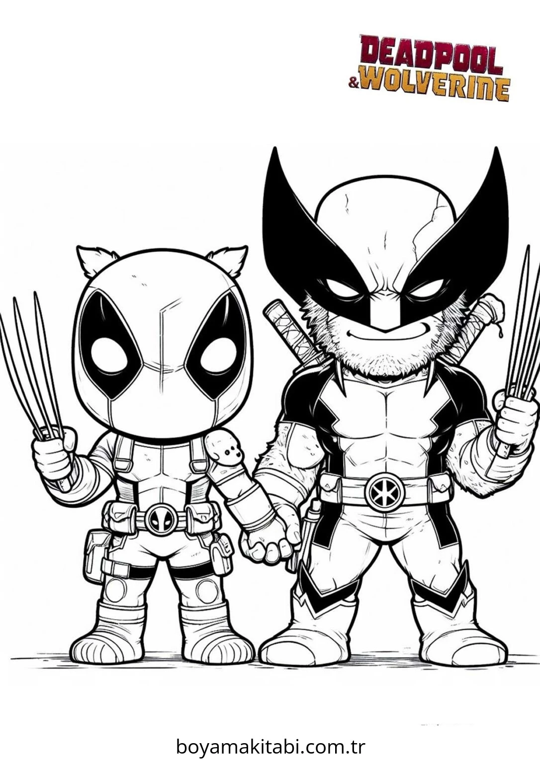 Deadpool boyama sayfası – boyama etkinliği, çocuk aktivitesi