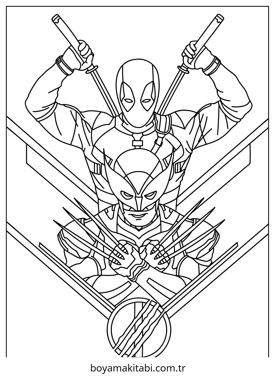 Deadpool boyama sayfası – yaratıcılık, eğlenceli etkinlik