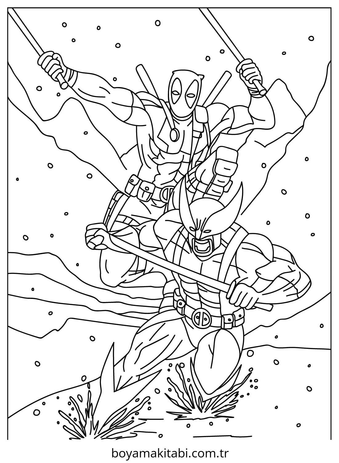 Deadpool boyama sayfası – ücretsiz yazdır, boyama etkinliği