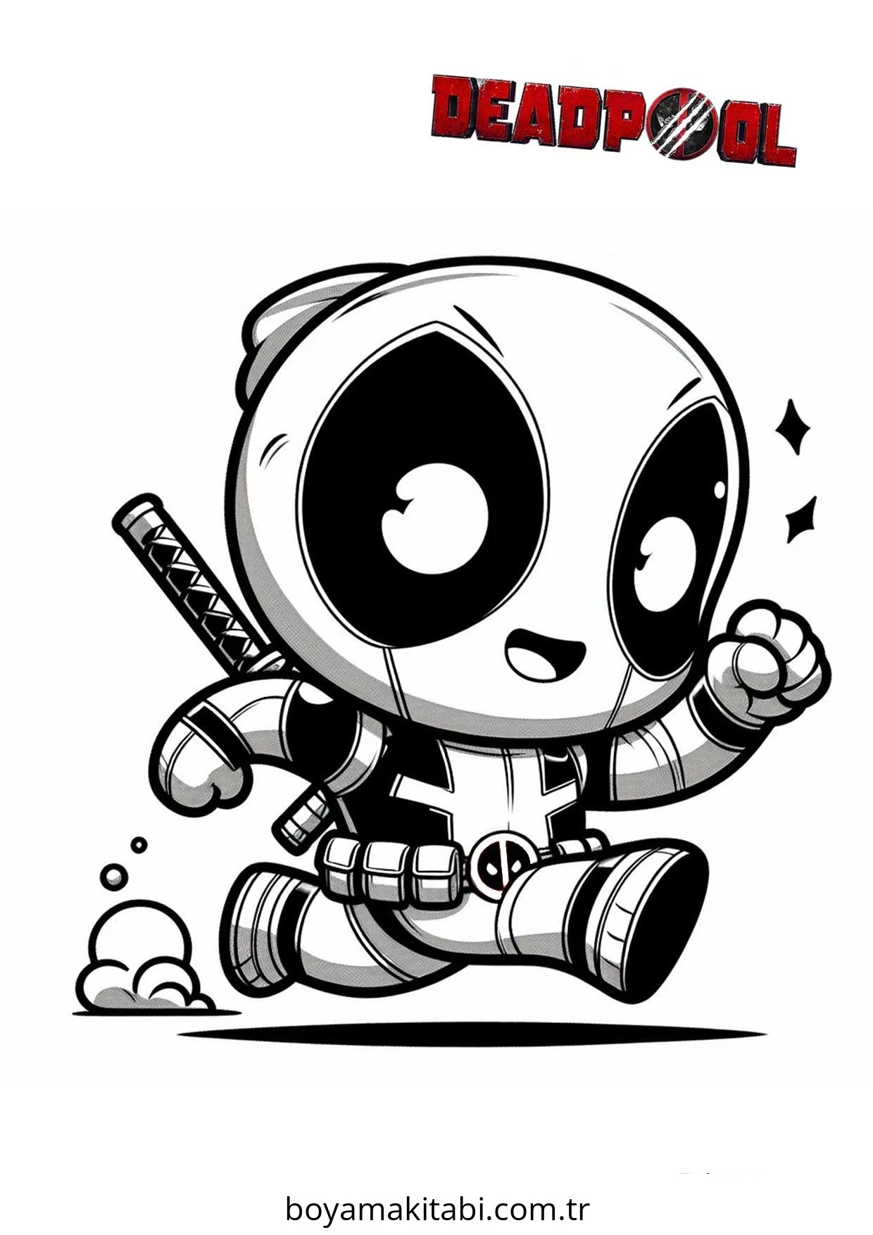Deadpool boyama sayfası – okul öncesi, evde etkinlik