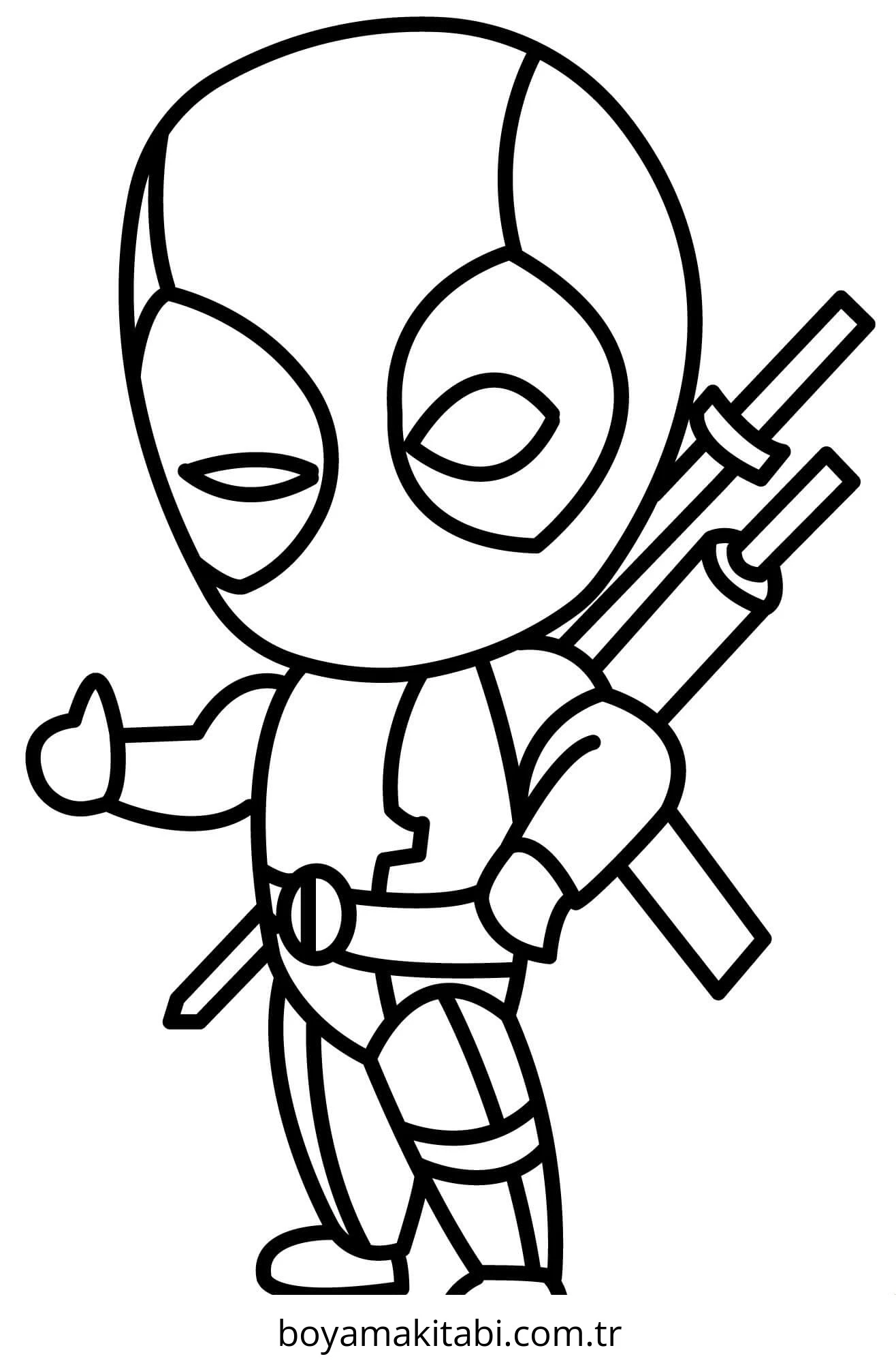 Deadpool boyama sayfası – boyama etkinliği, çocuk aktivitesi