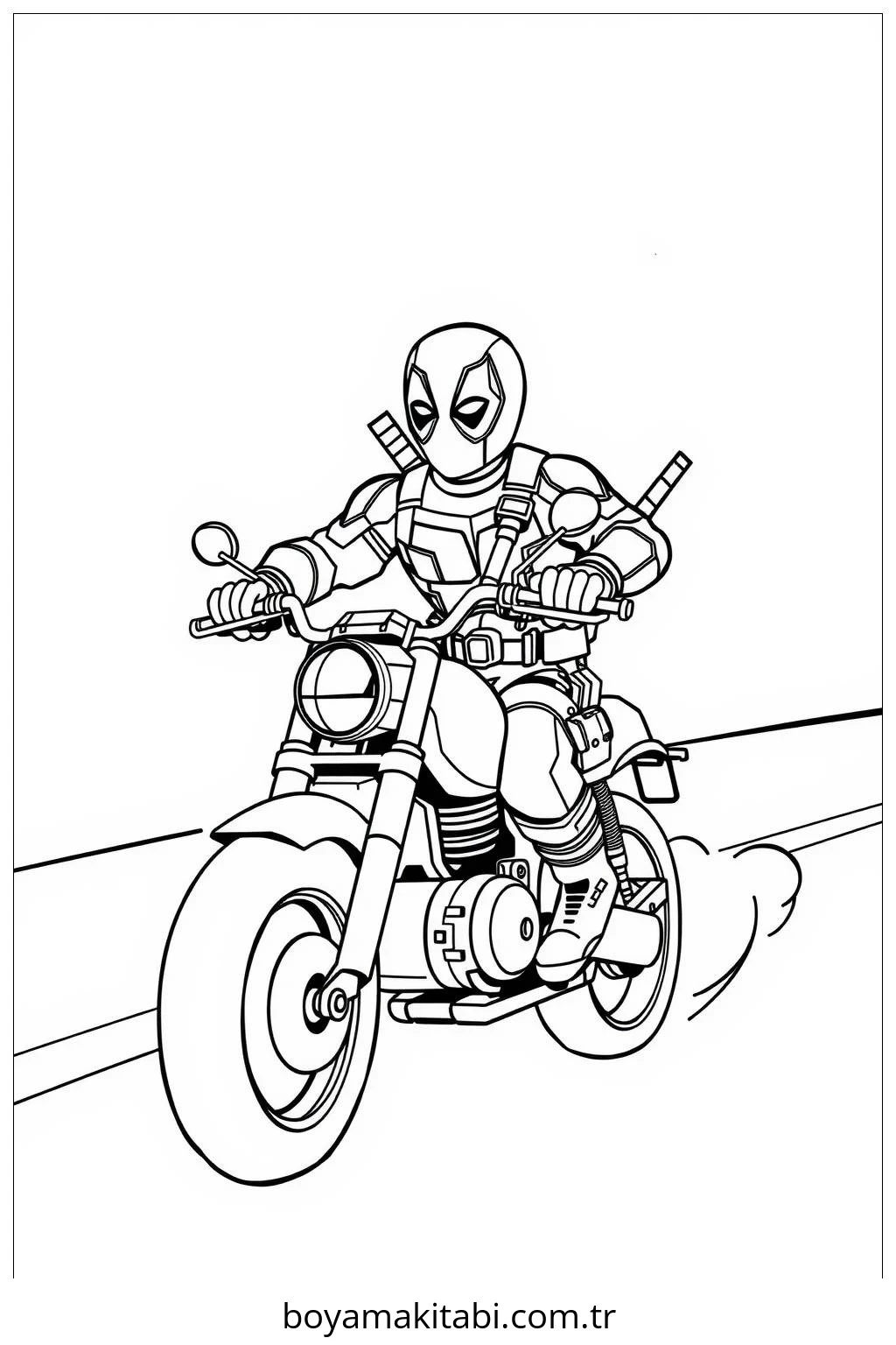Deadpool boyama sayfası – sevimli karakter, sanatsal çalışma