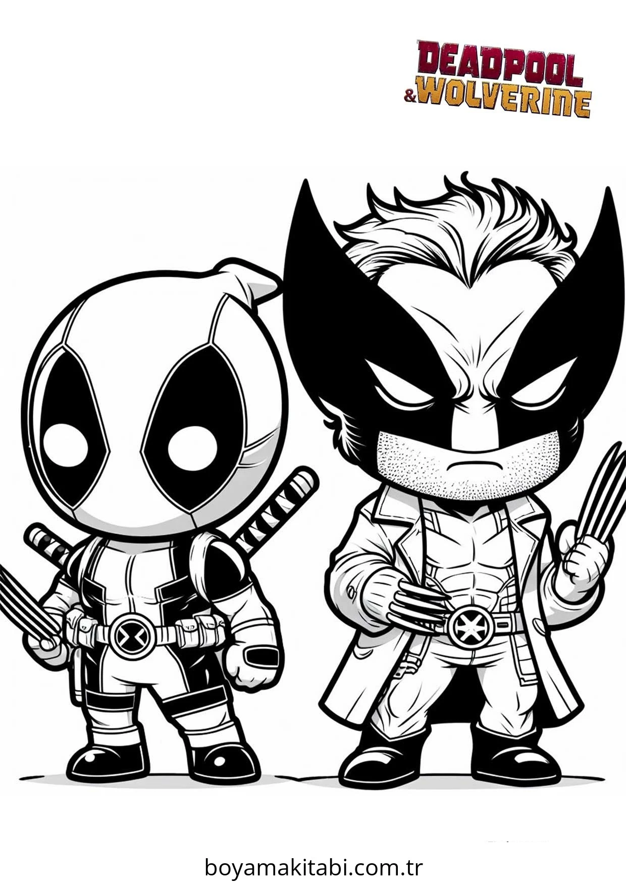 Deadpool boyama sayfası – eğitici aktivite, yaratıcılık