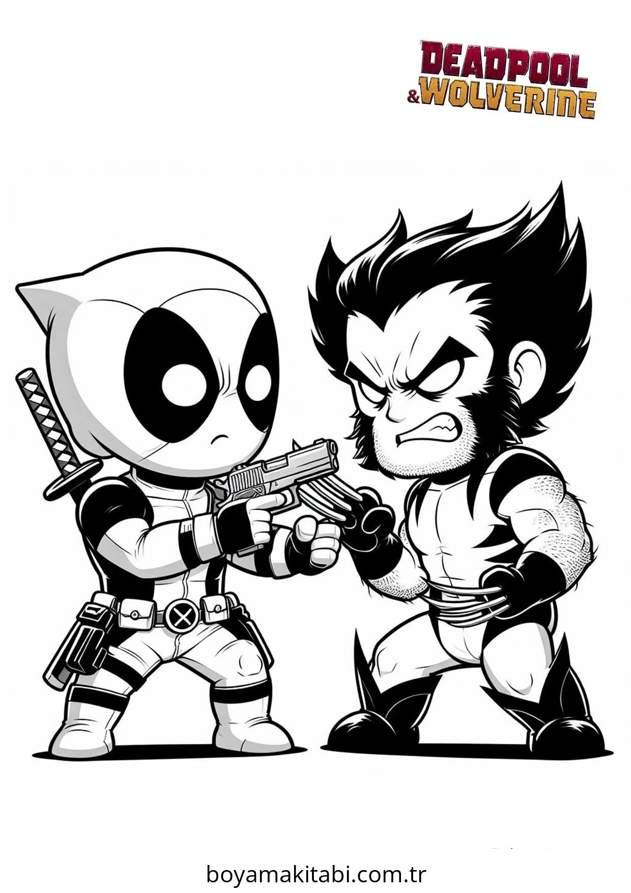 Deadpool boyama sayfası – evde etkinlik, ücretsiz yazdır