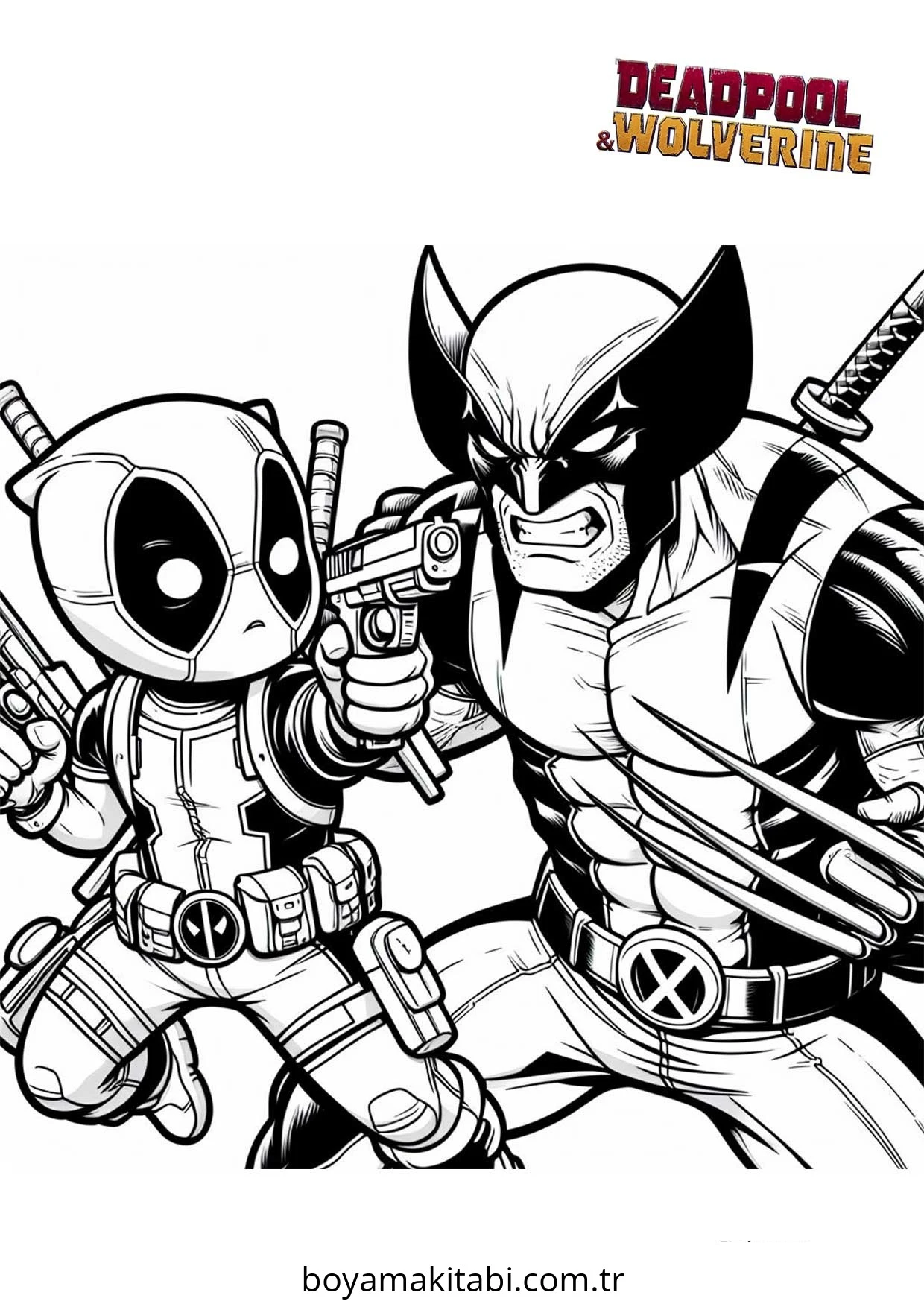 Deadpool boyama sayfası – çocuklar için, çizgi film temalı