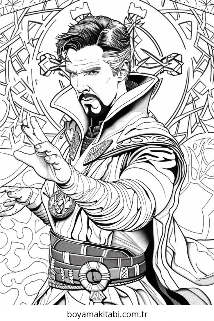 Dr. Strange boyama sayfası – boyama etkinliği, çocuk aktivitesi