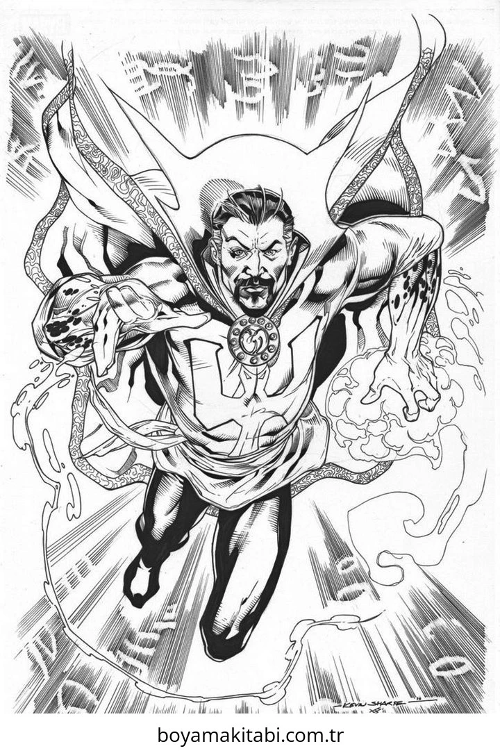 Dr. Strange boyama sayfası – eğitici aktivite, yaratıcılık