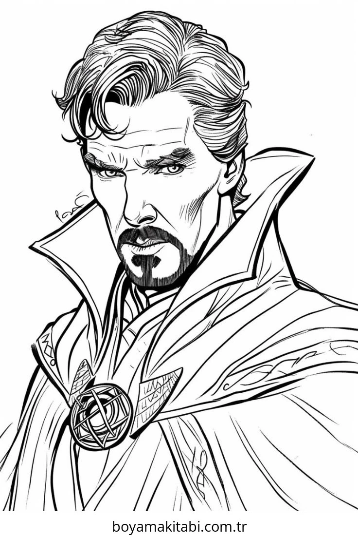Dr. Strange boyama sayfası – keyifli zaman, renkli çizimler
