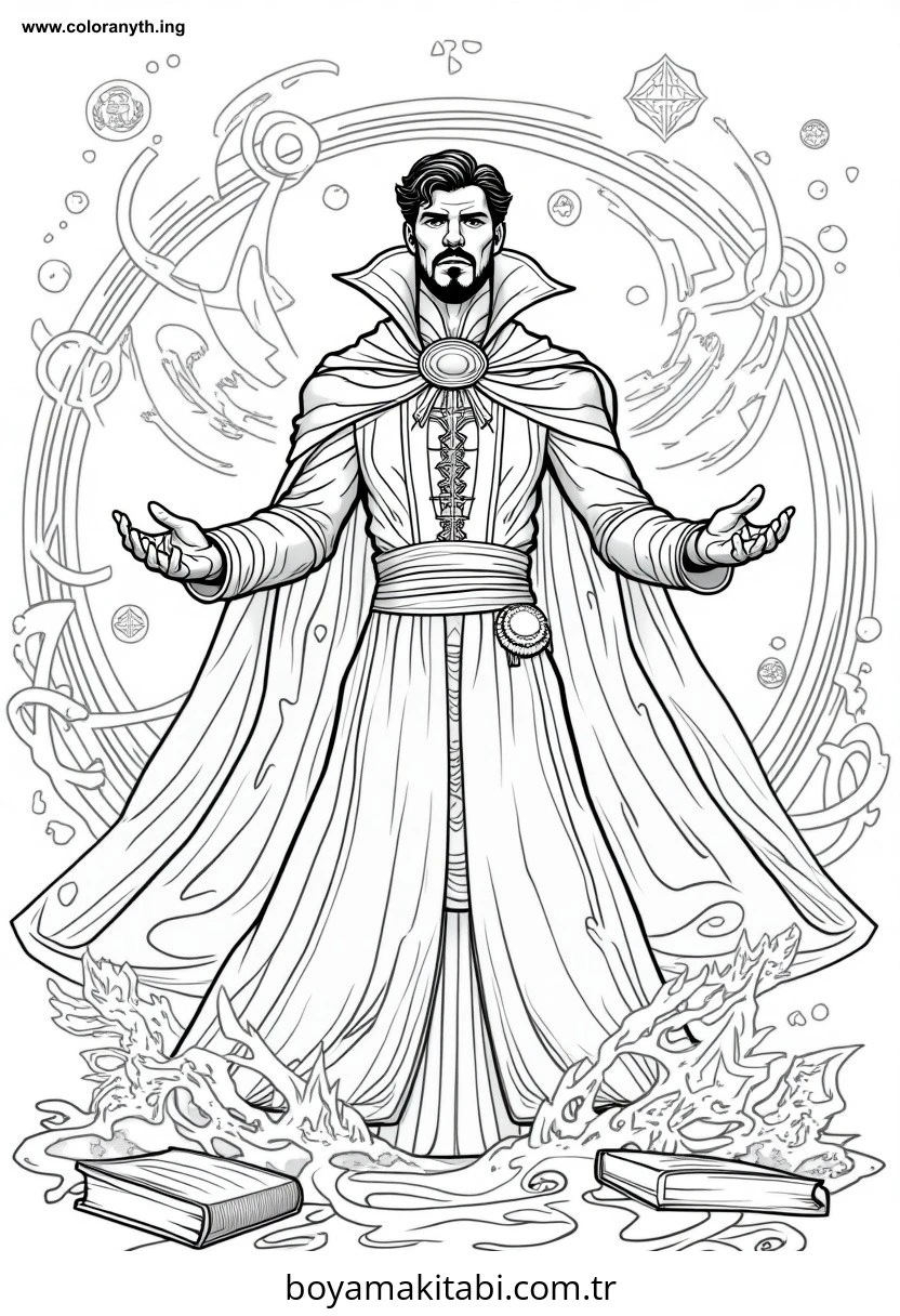 Dr. Strange boyama sayfası – sanatsal çalışma, çocuklar için
