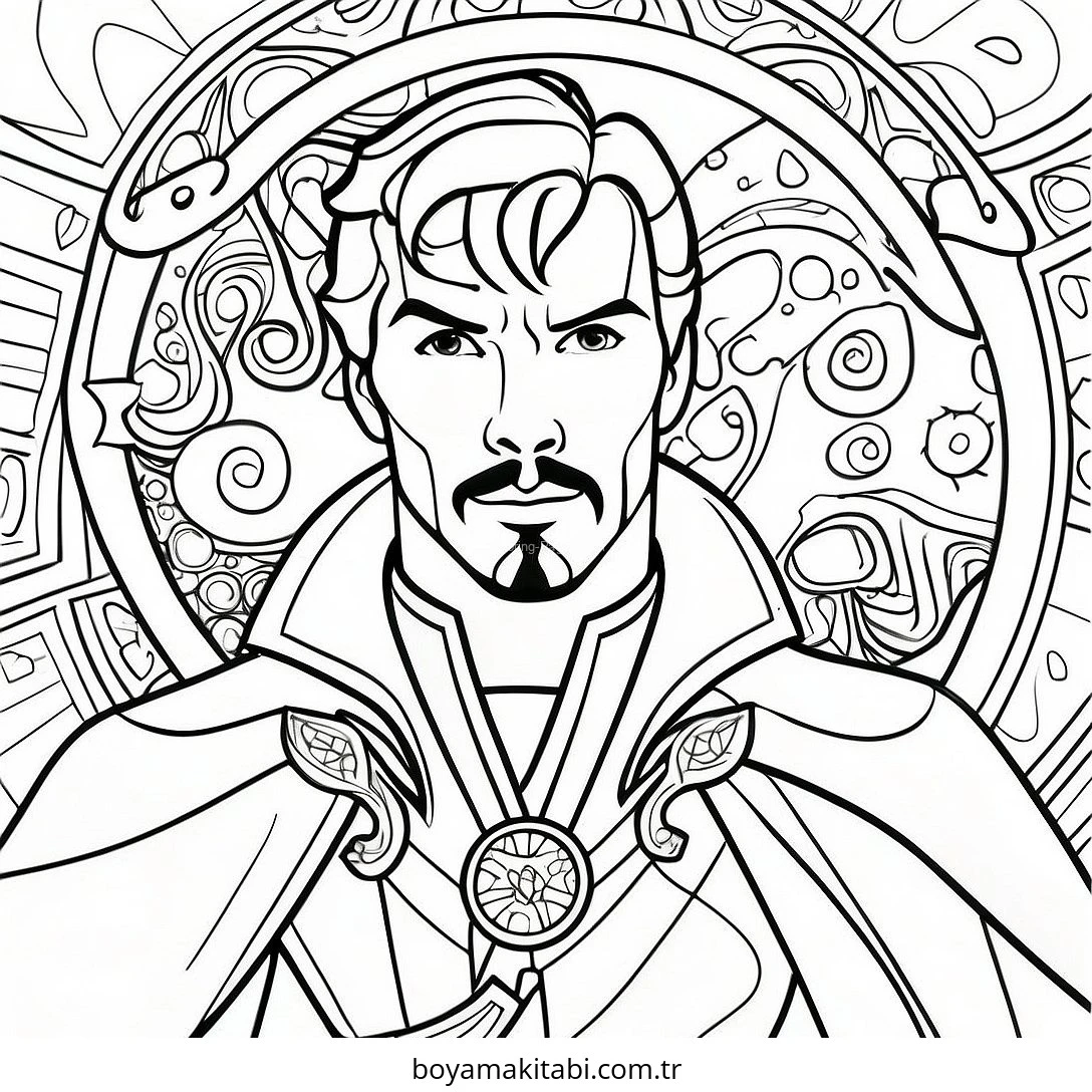 Dr. Strange boyama sayfası – basit çizim, kolay boyama