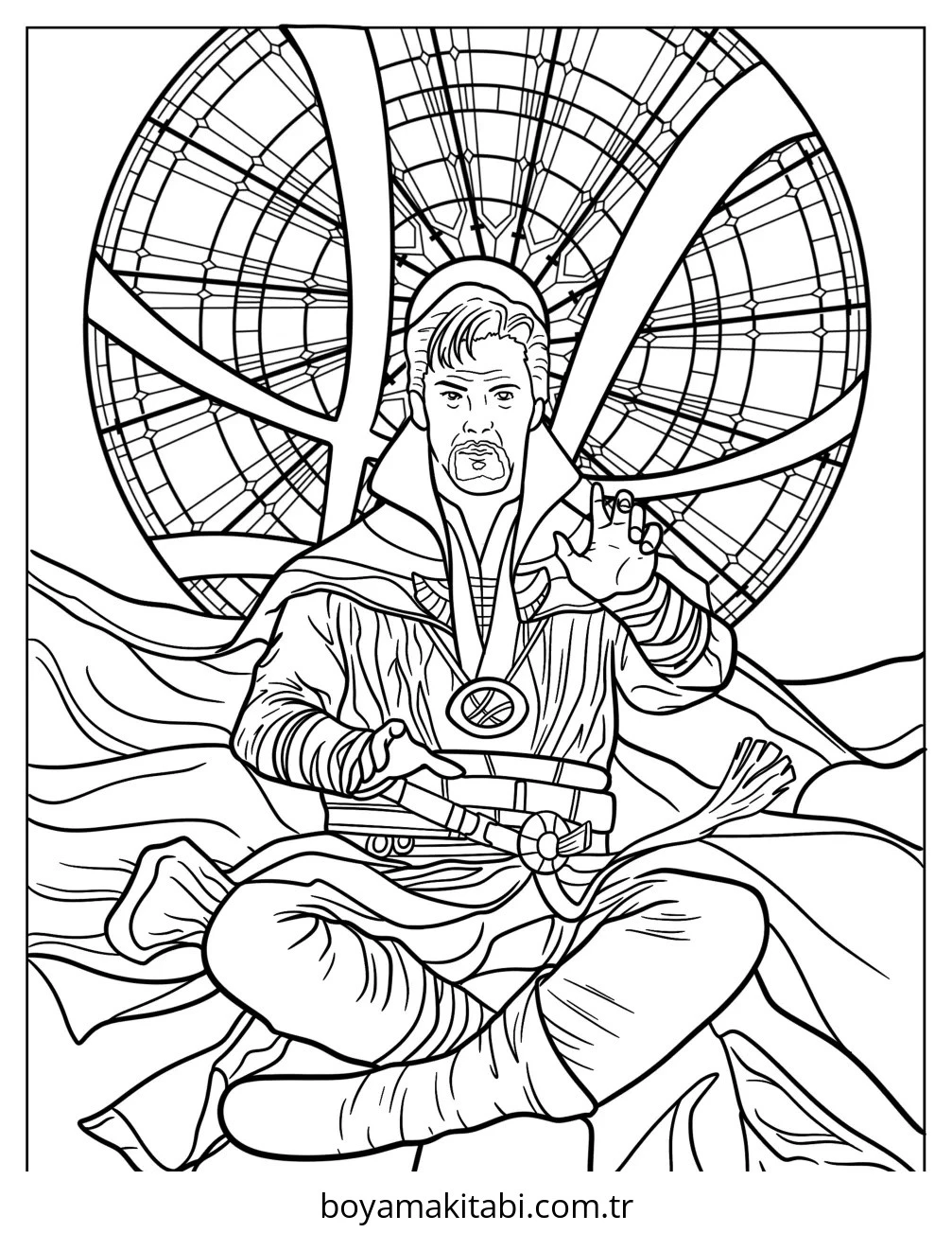 Dr. Strange boyama sayfası – renkli çizimler, okul öncesi