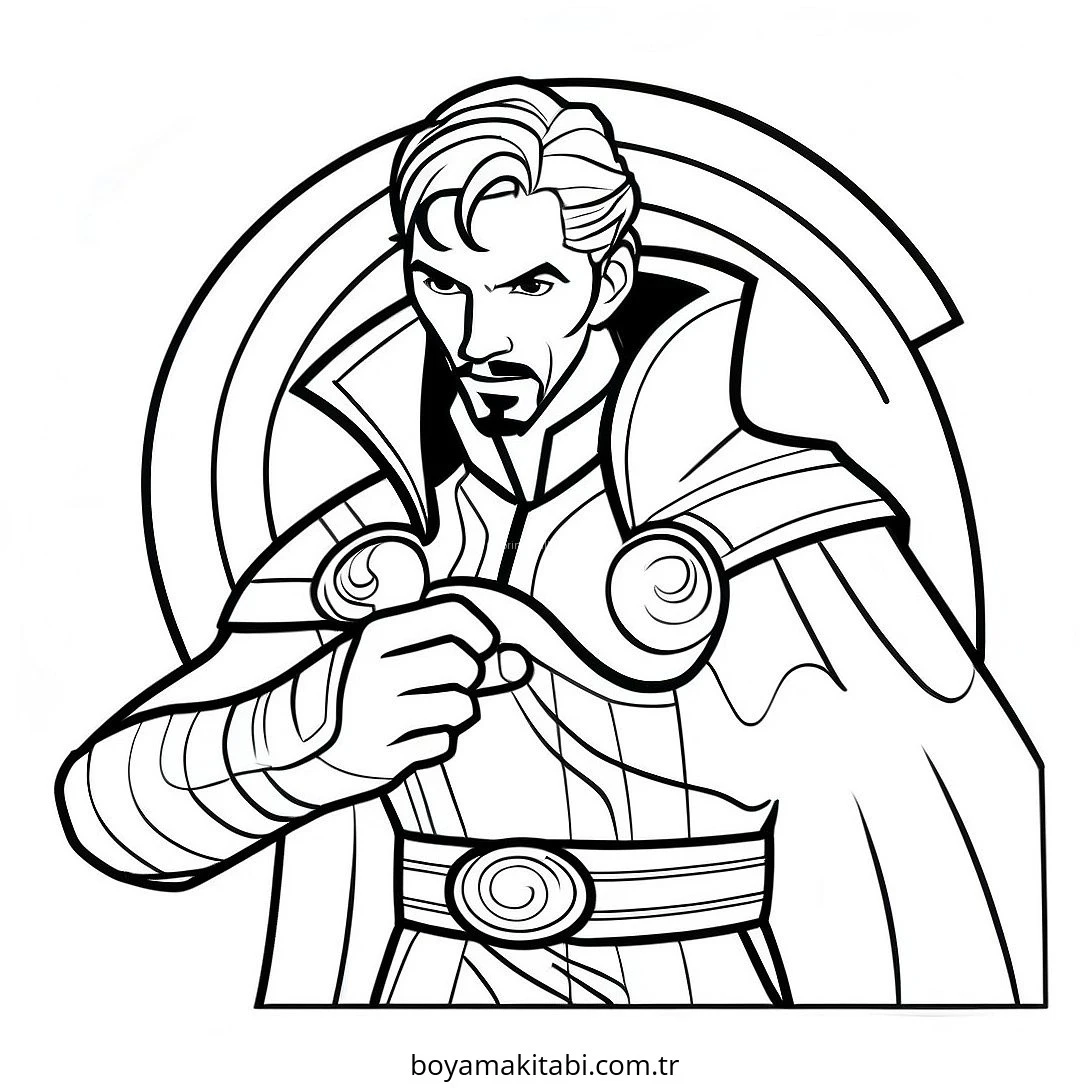 Dr. Strange boyama sayfası – PDF indir, sevimli karakter